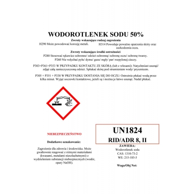 Wodorotlenek Sodu 50% 25kg (UN1824, 8. III)